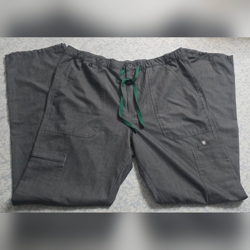 Figs Men's Charcoal Cargo Pants with Green Drawstring